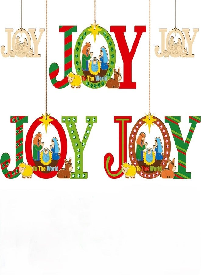 Cliths 20 Pcs Christmas Joy Wooden Crafts DIY Nativity Ornaments for Kids Make Your Own Christian Religious Xmas Decor Craft Kit with Twine for Church Party Supplies - Image 1
